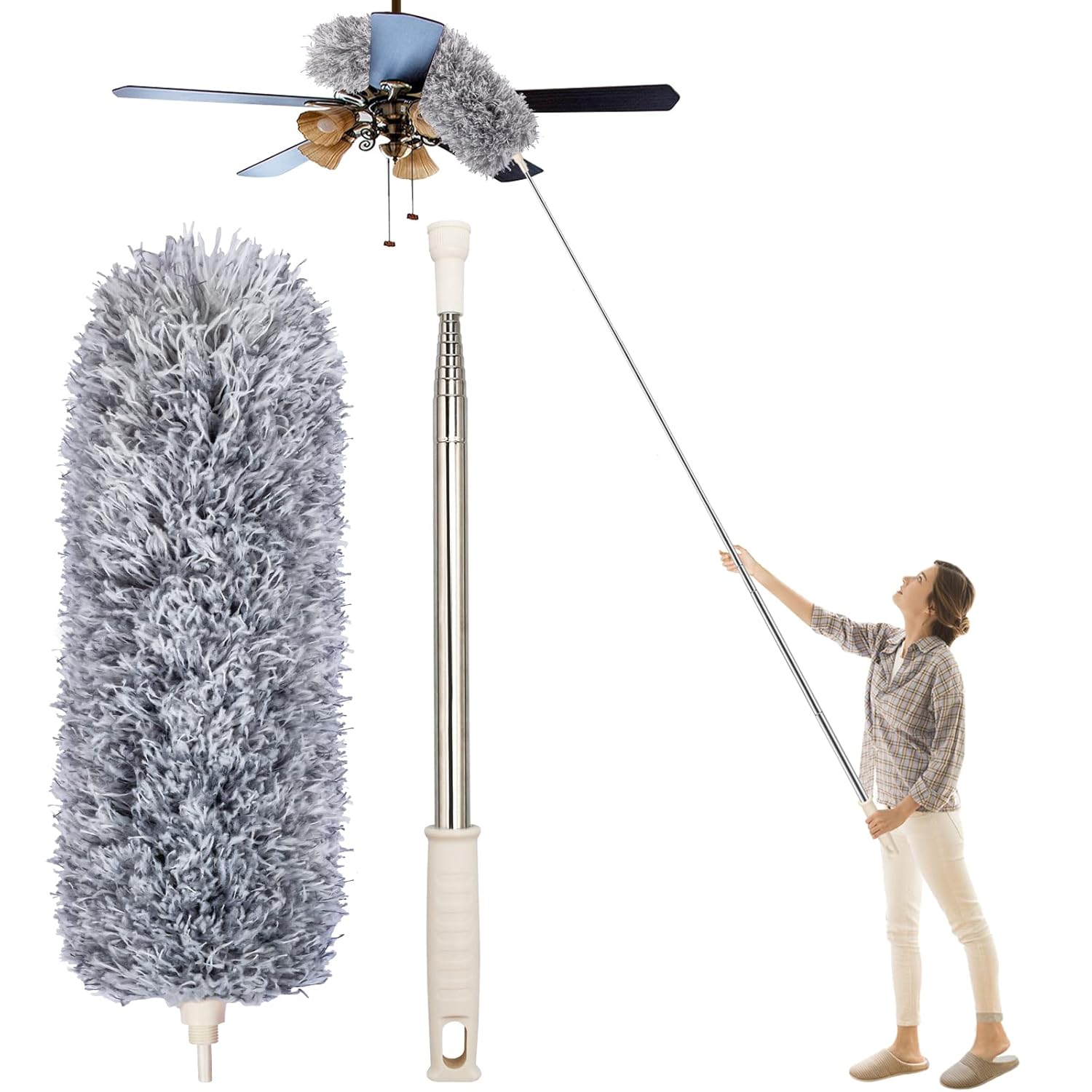 97e09ca4baca8051c886f0784049744f Microfiber Fan Duster | Telescopic Extendable Gray Duster | 360 Flexible Dirt & Dust Duster For Home Office Use | Micro