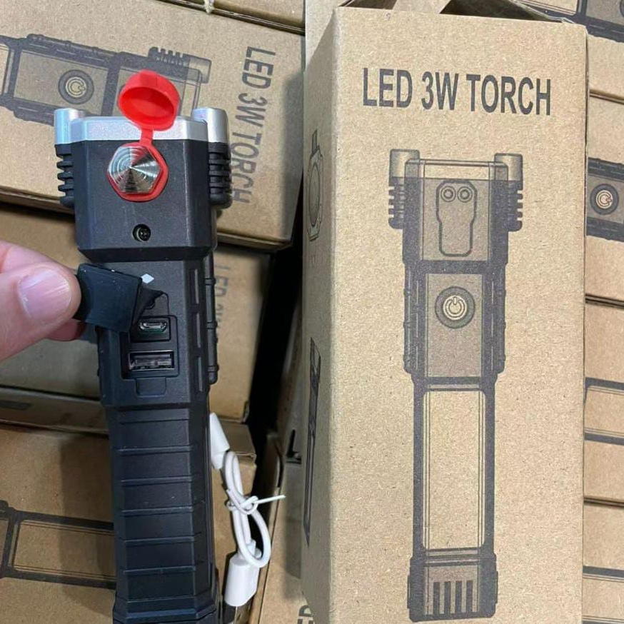 9ab20fbcf521b416b062d5c7b65e8291 High Power LED Torch Light Rechargeable Flashlight With Tactical Hammer And Power Bank Providing Strong Brightness (Rand - Image 5