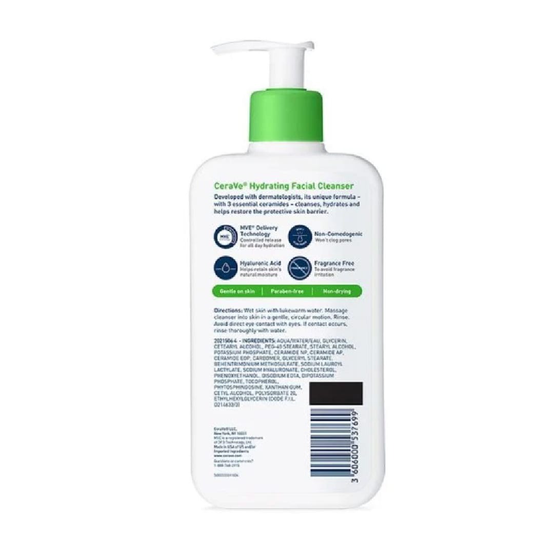 9b6c9f26343a80f2074ff92e41c08e2c Cerave Hydrating Facial Cleanser 237ml – Gentle Moisturizing Face Wash With Hyaluronic Acid And Ceramides For Normal To - Image 3