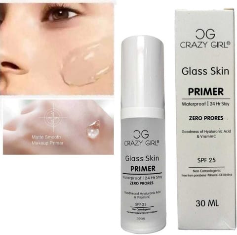 9bdc84aeebbb73866064f5423af4a1dc Crazy Girl Glass Skin Primer: Pore-Blurring, Hydrating & Illuminating Primer for a Flawless, Glass-Like Finish | 30ml