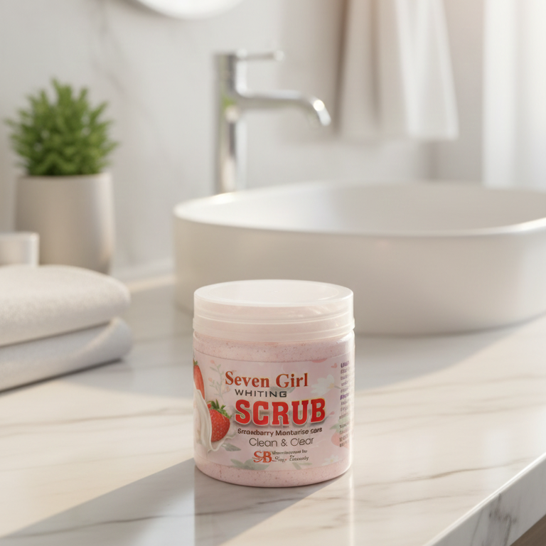 9cd6be3c97794205ffbaa46acb84ec10 Seven Girl Whitening Scrub Strawberry Moisturise Care – Big Size