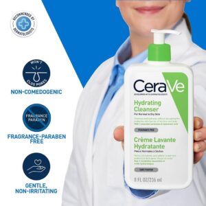 Cerave Hydrating Facial Cleanser 237ml – Gentle Moisturizing Face Wash With Hyaluronic Acid And Ceramides For Normal To