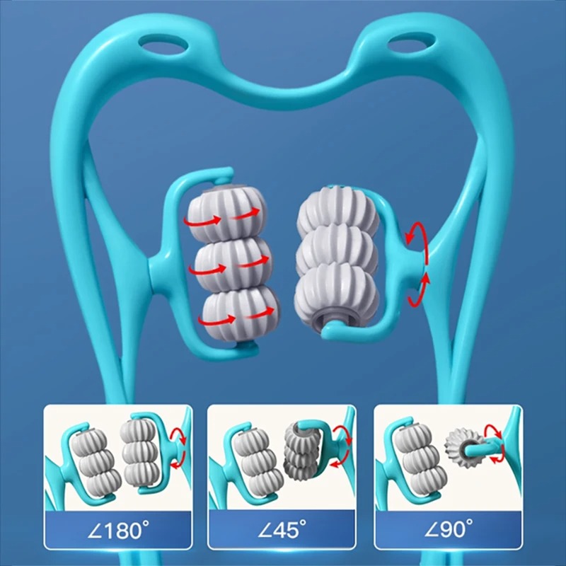 A66f77bf759ce4243b2d974bea2136b5 6 Wheel Pressure Point Neck Massager Relieve Neck, Back And Shoulder Pain (Random Color)