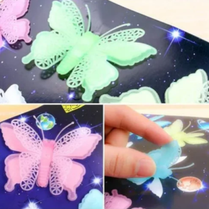 Pack of 08 Butterfly Wall Sticker Glow in the Dark Luminous 3D Butterfly Stickers DIY Wall Sticker 3D Art Mural for Deco