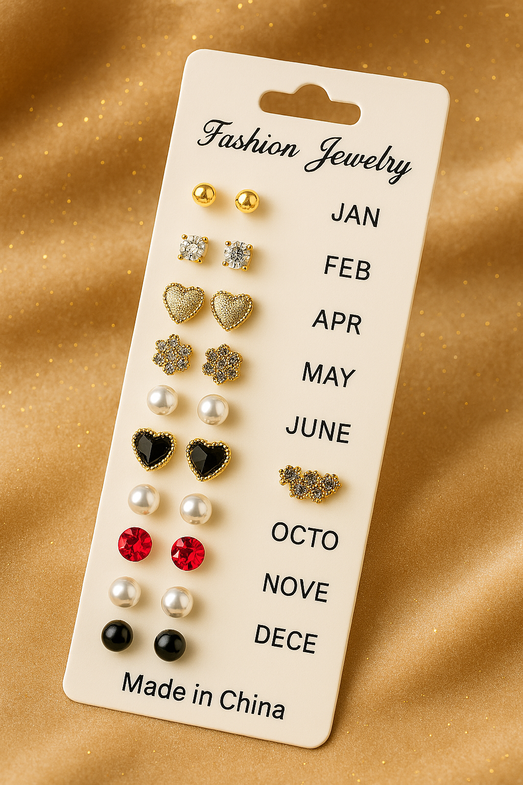 Copilot_20250821_144346 12 Pair Mixed Style Stud Earrings Set for Women – Golden Copper with Micro-Paved Cubic Zirconia – Trendy Fashion Jewelry