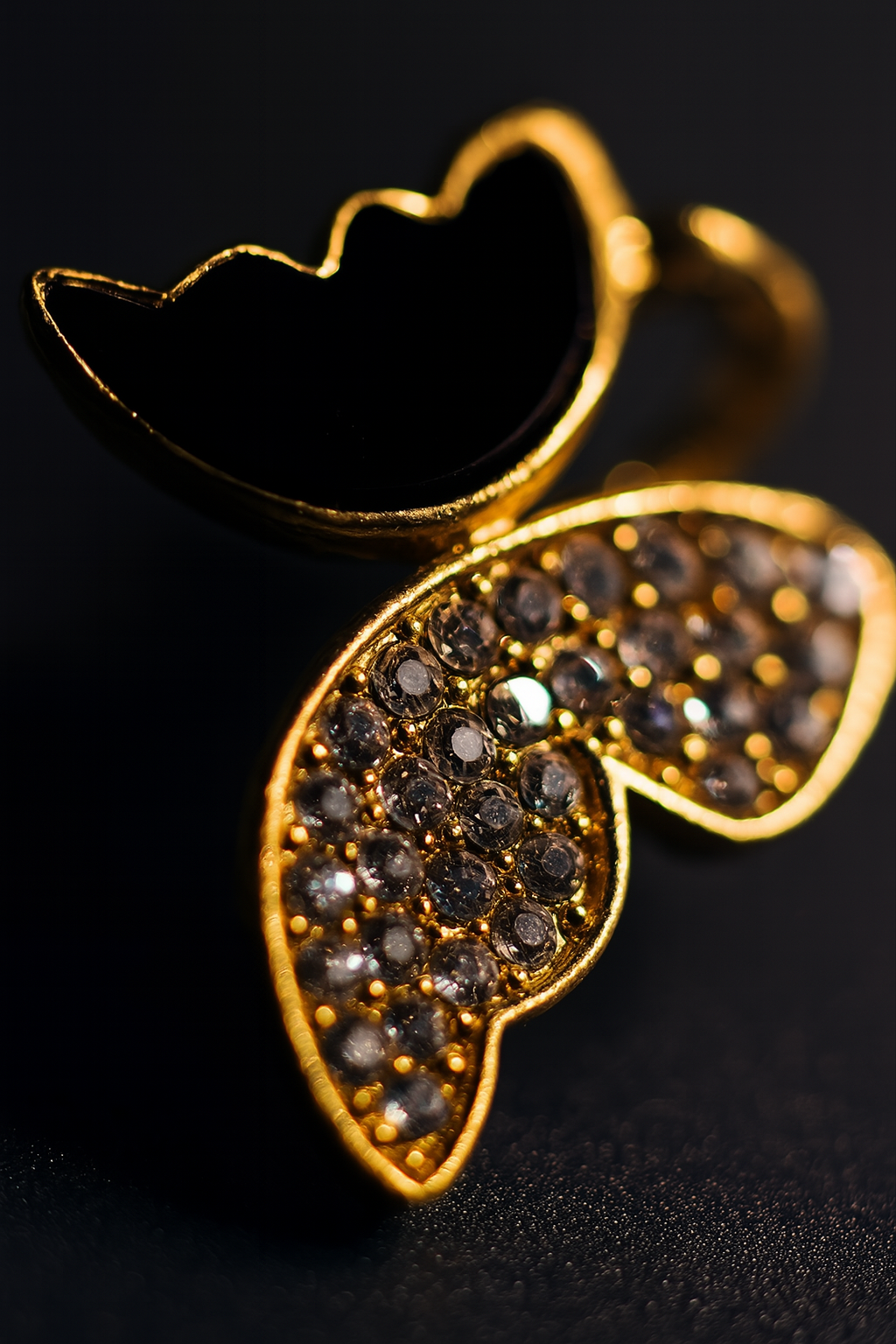 Copilot_20250826_110024 Zircon Butterfly Style Earrings for Women – Elegant Golden & Silver Studs with Black Enamel and Sparkling Stones (AW - Image 5