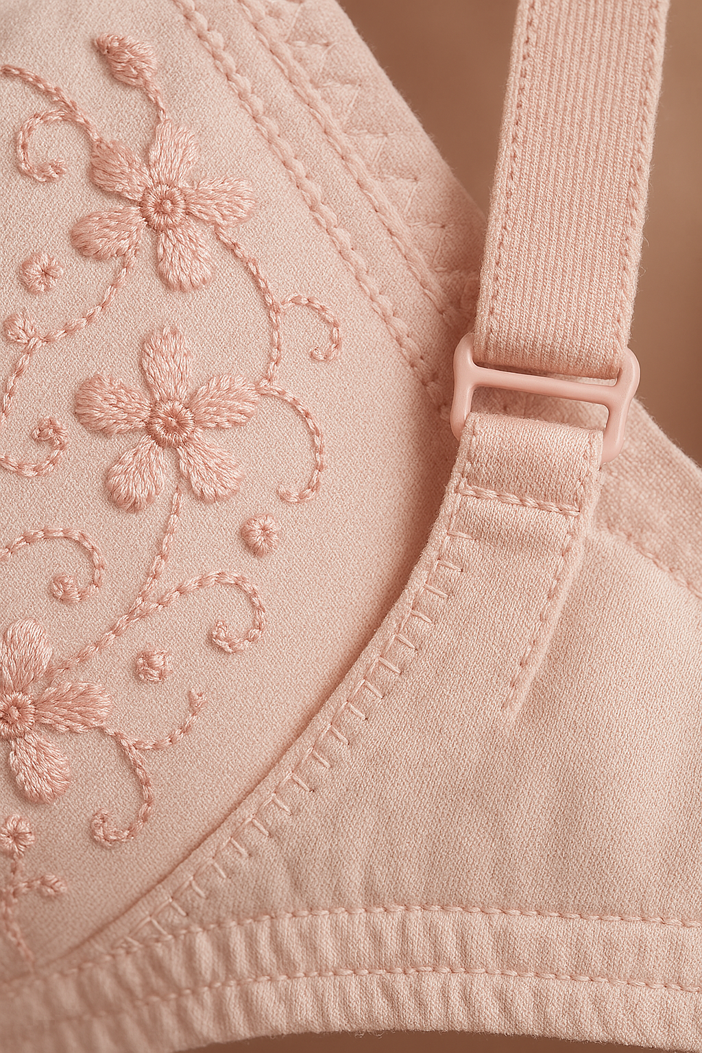 Copilot_20250826_122825 01 PCs Cotton Embroidered Chikan Bra for Women – Soft Breathable Fabric, Floral Design, Adjustable Straps, 2-Hook Closur - Image 2