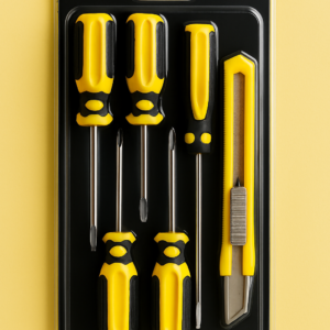 Set of 5 Screwdrivers & 1 Cutter – High Quality Hand Tool Kit with 2 Straight, 3 Cross Screwdrivers & Sharp Cutt