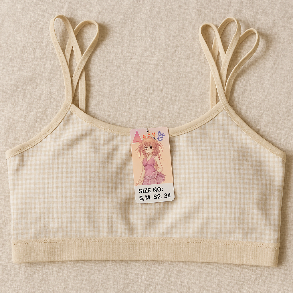Copilot_20250905_165710 Dotted Style Soft Malai Bra for Girls – Double Straps, Lightweight & Comfortable Non-Padded Bra (Beige) - Image 3