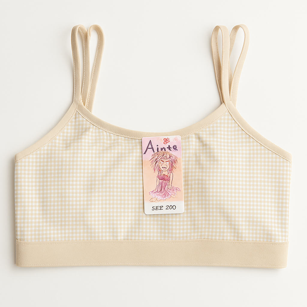 Copilot_20250905_165840 Dotted Style Soft Malai Bra for Girls – Double Straps, Lightweight & Comfortable Non-Padded Bra (Beige) - Image 2