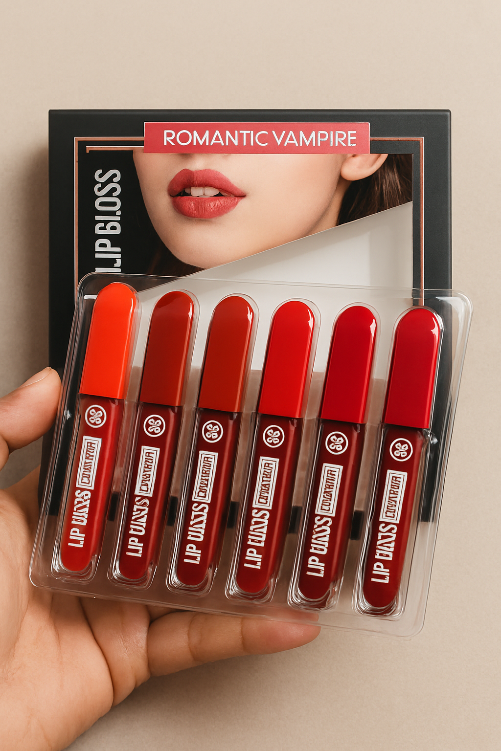 Copilot_20250905_174809 Romantic Empire Matte Lipgloss Set of 6 – High Pigment, Long-Lasting Liquid Lip Gloss | Shades of Red Collection