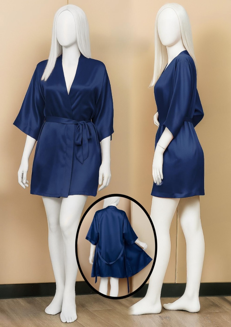 DeWatermark.ai_1756292320155 Satin Gown/Robe – Short Length with Waist Tie (DC-1001) - Image 2