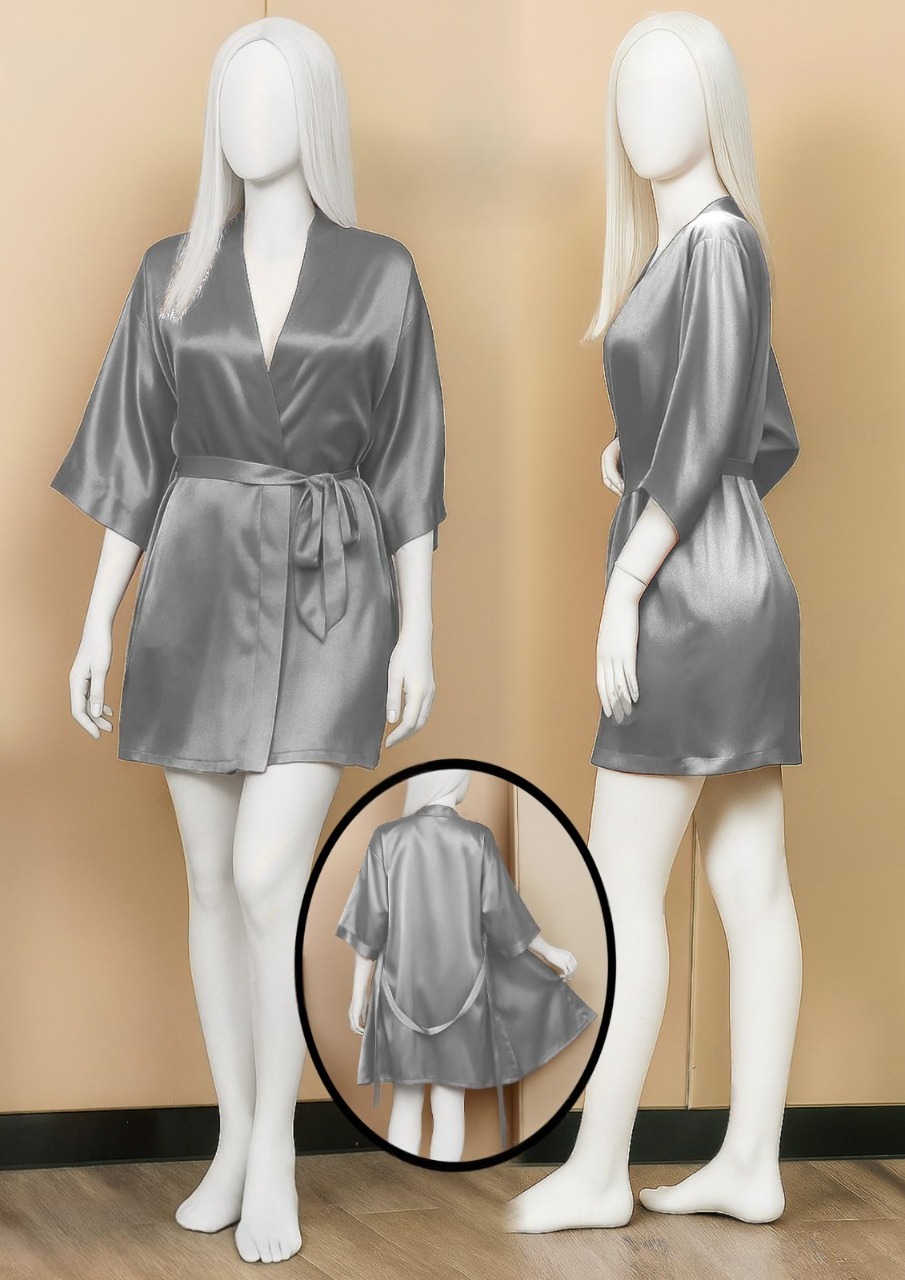 DeWatermark.ai_1756292504824 Satin Gown/Robe – Short Length with Waist Tie (DC-1001) - Image 3