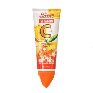 Liru Vitamin C + E 20% Antioxidant Serum Body Lotion โ Orange Ice Cream Formula for Bright & Soothing Skin (120ML) -