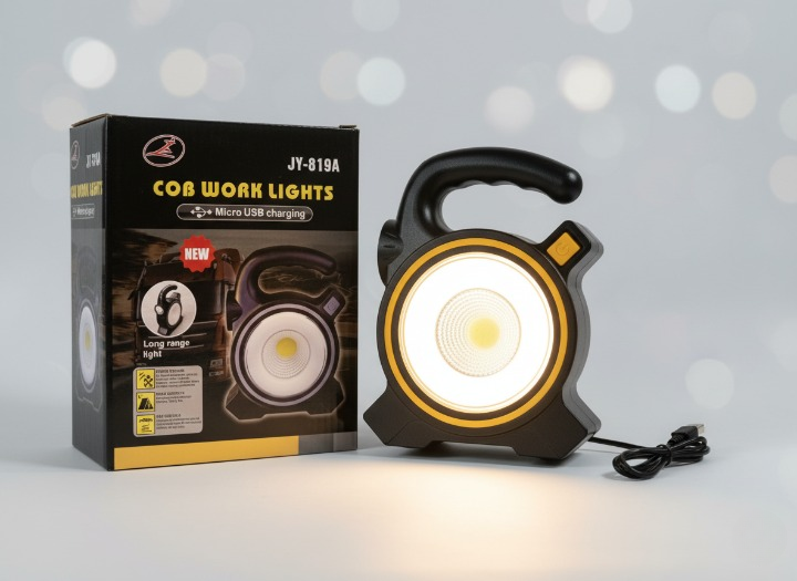 Gemini_Generated_Image_9r345o9r345o9r34_cleanup COB LED Work Light JY-819A – Rechargeable Portable Torch with Micro USB Charging, Ultra-Bright Illumination & Durabl - Image 2