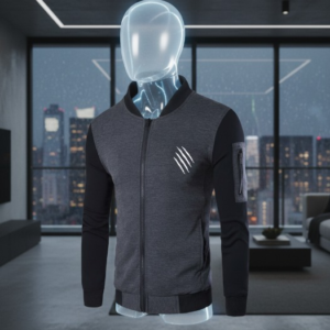 New Winter Collection Charcoal Grey Printed Zipper Jacket for Men & Boys – Premium French Fleece, Smart Fit, Stylish