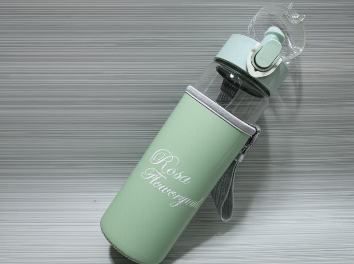 Gemini_Generated_Image_eiv46xeiv46xeiv4_cleanup Rosa Flowery Glass Water Bottle with Protective Sleeve & Flip-Top Cap (300ml) | Water Bottle | Glass Water Bottle | - Image 2