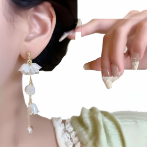 Pearl Korean Flower Earrings for Women – Elegant White Floral Design with Classic Pearl Detailing | Stylish Fashion Jewe