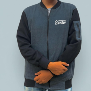 New Winter Collection Charcoal Grey “Be Creative” Printed Zipper Jacket for Men & Boys – French Fleece, Premium Qual