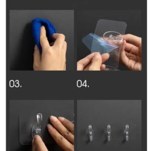 Double Row Adhesive Hook | Transparent Sticky Hook | Wall Hooks Self Adhesive Clothes Coat | Door Hanger Towel Key Holde
