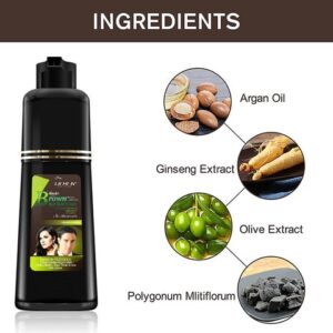 200ml Lichen Hair Color Shampoo Black/dark brown - Black