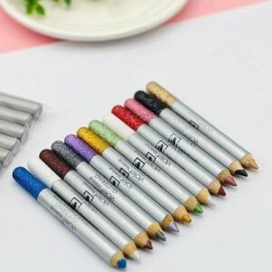 Pack of 12 Flormar Glitter multipurpose pencils Glitter Eyeliner Pencils - Metallic Colors Eyeliners Eyeshadow Pencil Se