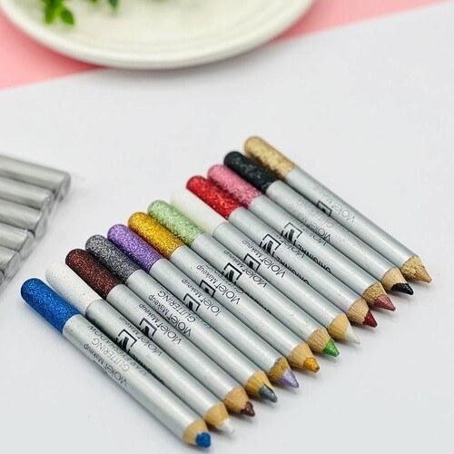 Pack of 12 Flormar Glitter multipurpose pencils Glitter Eyeliner Pencils - Metallic Colors Eyeliners Eyeshadow Pencil Se