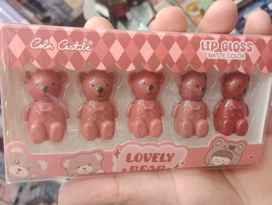 Pack Of 05 Matt Teddy Bear Lip Gloss | Lip Gloss For Girls | Lip Gloss For Women | Best Quality Lip Gloss ( Random Shade
