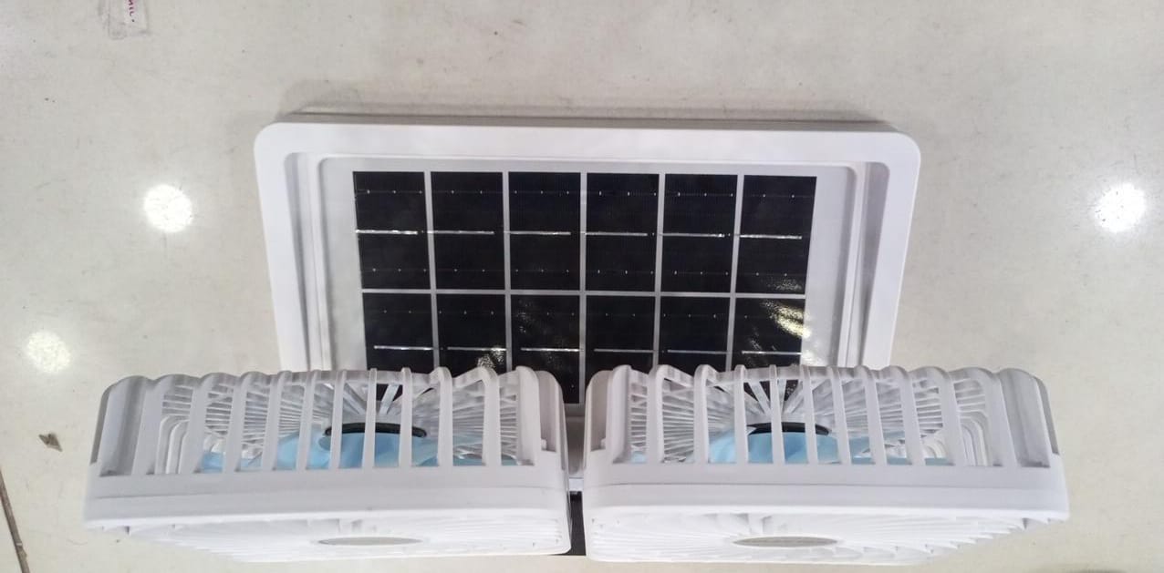 Double Head Solar Portable Desktop Air Conditioning Fan | Double Head Solar Fan - Rechargeable Fan Strong Cold Air Fast