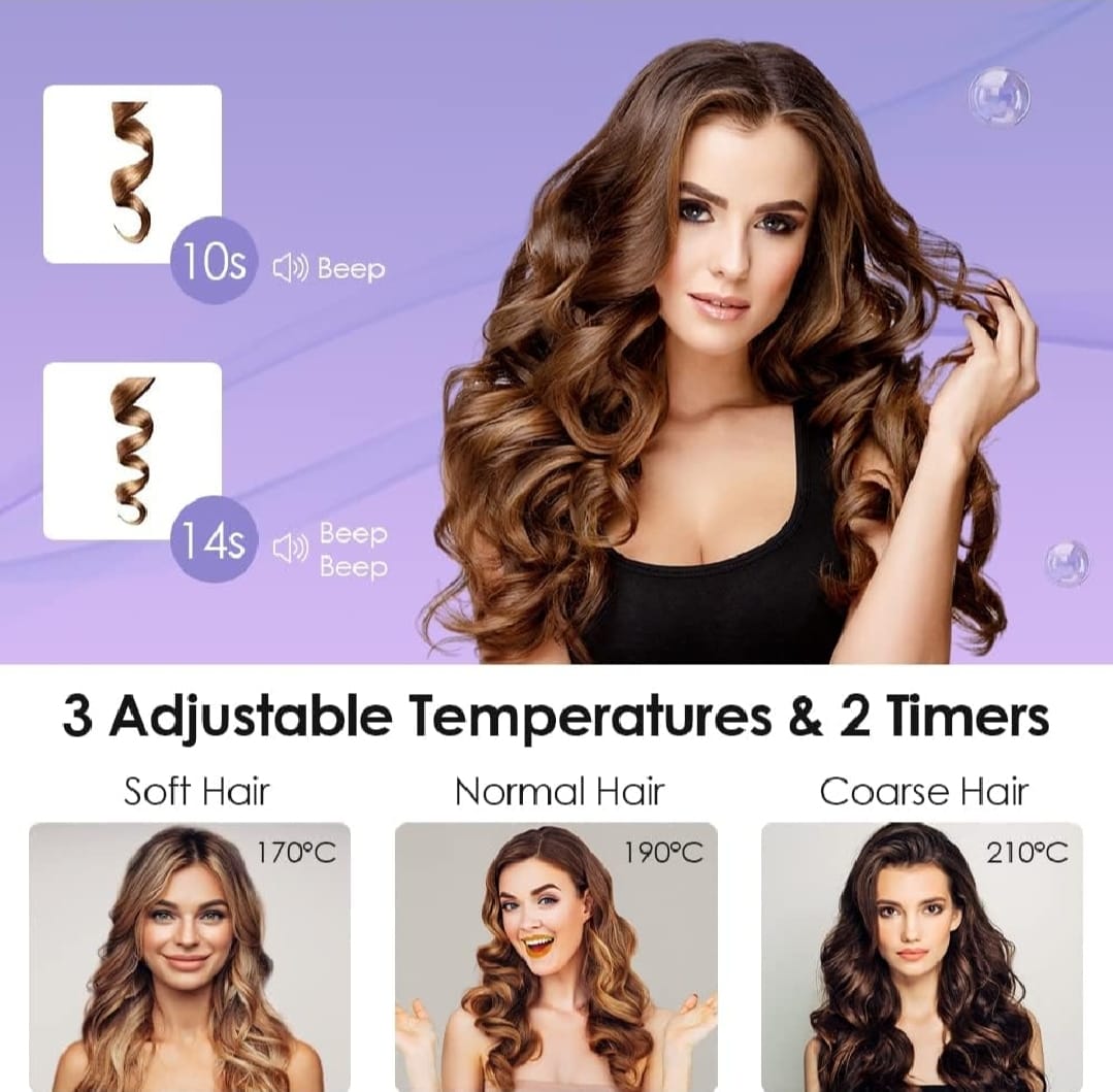 Hair Curler, 32mm Automatic Curling Iron, 3 Adjustable Temperatures And 2 Timer Reminders, Automatic Curling Iron For Lo