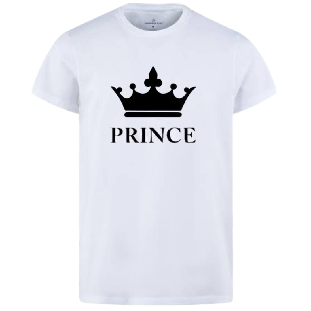 Combo Of Prince & Princes Style White T-Shirt with Cute Design - Prince & Princess Design T-Shirts – Best Qualit