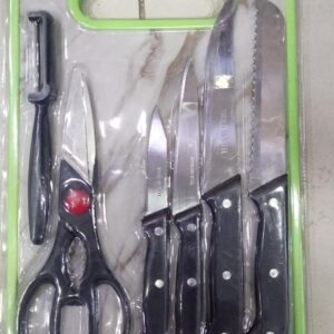 6 in 1 Stainless Steel Knives Set– For meat, bread, fruits, and vegetables | Kitchen Knife Set with Scissors, Peeler &am