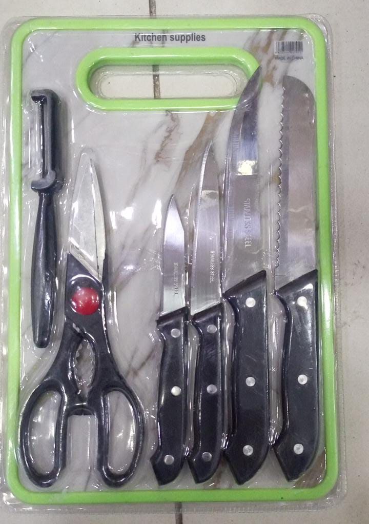 6 in 1 Stainless Steel Knives Set– For meat, bread, fruits, and vegetables | Kitchen Knife Set with Scissors, Peeler &am