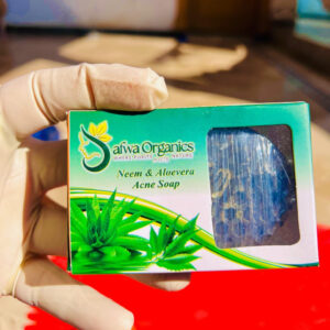 Safwa Organics Neem & Aloe Vera Handmade Soap โ Acne-Fighting Natural Cleanser 100g