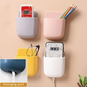 1 Pcs U Shape Wall Mounted Mobile And Remote Holder | Wall Mounted Storage Case for Remote, Toothbrush, Mobile Phone Plu