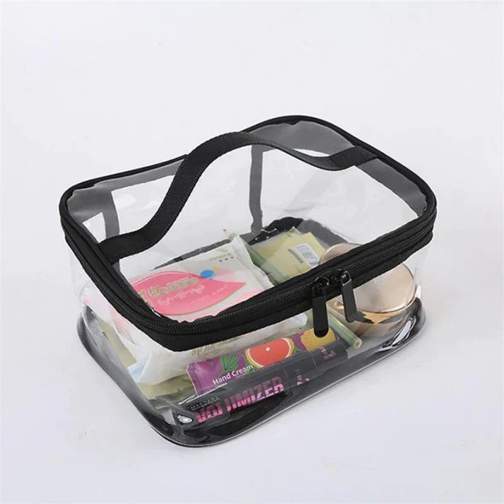 Clear Travel Makeup Bag – Waterproof, Portable, and Stylish Organizer for Cosmetics & Toiletries - Transparent Clear