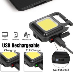 COB Small Flashlight, Keychain Work Light, USB Rechargeable, Mini LED Handheld t, 3 Light Modes Portable Pocket Light fo