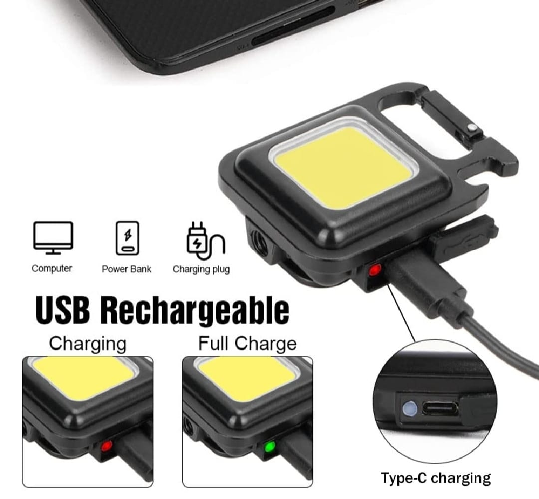 COB Small Flashlight, Keychain Work Light, USB Rechargeable, Mini LED Handheld t, 3 Light Modes Portable Pocket Light fo