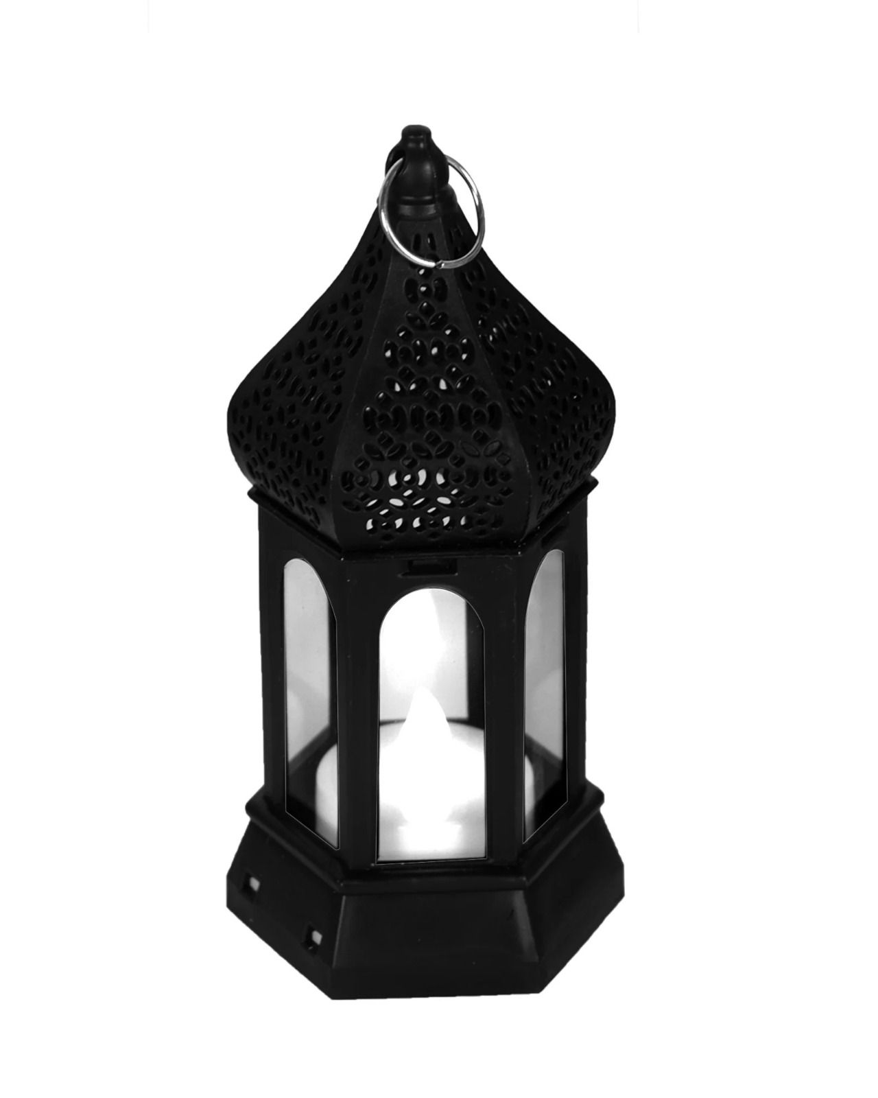 Antique Black candle lamp Atmosphere Decoration Creative Gift Hexagonal Wind Lamp Candle Lamp Led Wind Lamp Portable Sma