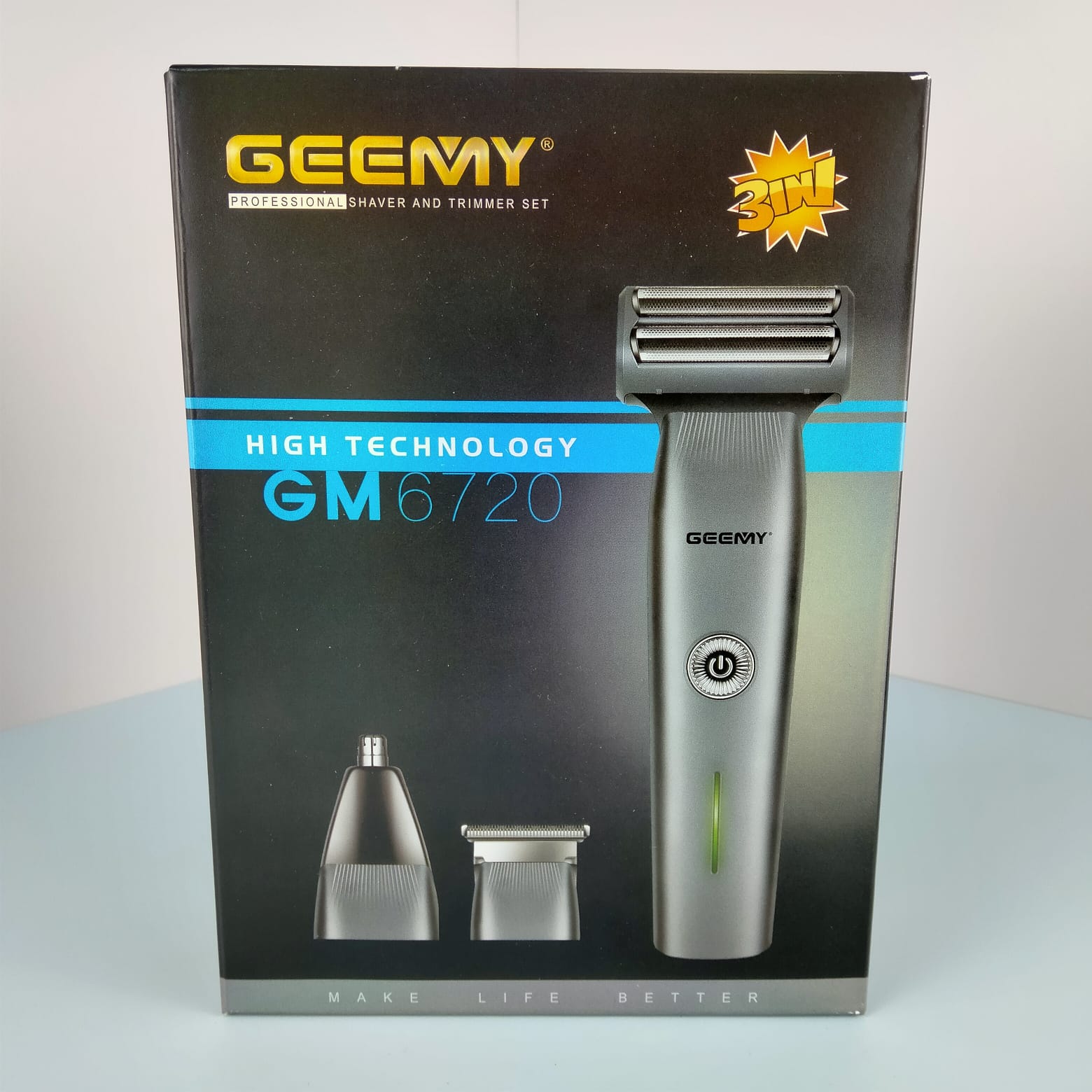 Geemy (GM7620) 3in1 Grooming Kit is rechargeable powerful trimmer for men / Sharp Trimmer Face Shaver for precise shavin