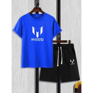 Printed Half Sleeves Cotton Jersey Summer Tracksuit For Boys & Girls T-Shirt & Shorts Gym Sports Outdoor Gaming