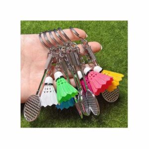 01 PCs Metal Badminton Racket & Ball Keychain – Stylish Keyring Gift for Girls’ Bags & Boys | Random Color Key-C