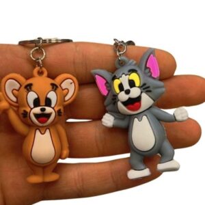 Pack of 2 Tom & Jerry Cartoon Keychains – High Quality Silicone Rubber | Fun Bag & Key Ring - Key-Chain For Kids