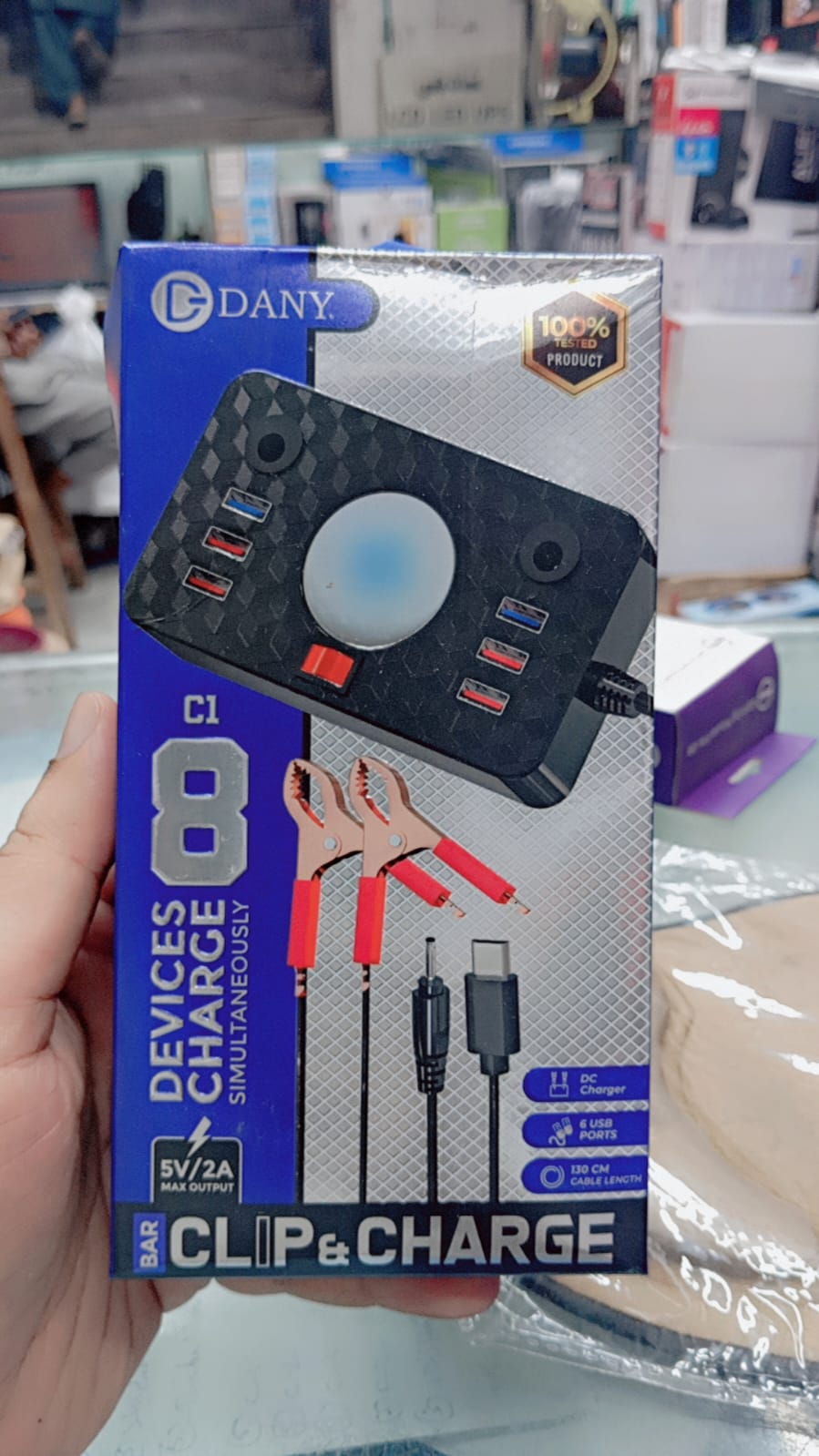 WhatsApp-Image-2025-07-09-at-6.17.05-PM Dany C-1 Clipper Charger | 6 USB Ports | LED Light | DC Solar Mobile Charger | USB Battery Clamp | Power Cable | Short C - Image 3