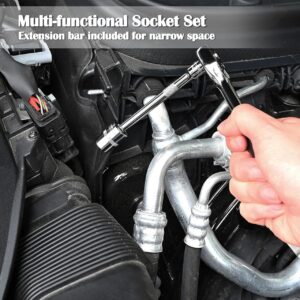 46-Piece Professional Socket Wrench Tool Set with Ratchet Handle, Sockets, Screwdriver Bits for Car, Motorcycle, Bicycle