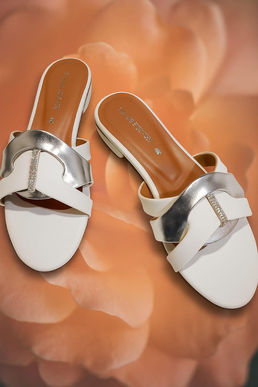 WhatsApp-Image-2025-07-17-at-1.47.48-AM-1 White & Silver Premium Slippers – Elegant Design, Comfy Feel & Stylish Look | Shine with every step — comfort, e