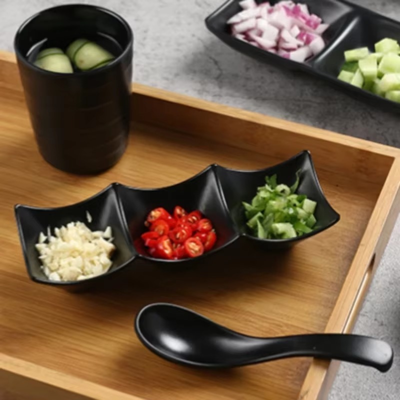 WhatsApp-Image-2025-08-04-at-2.35.09-PM 3-Compartment Dipping Sauce Dish – BPA-Free Plastic Condiment Server for Hot Pot, Sushi, Appetizers – Microwave & Di - Image 3