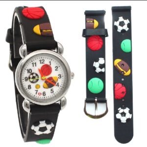 High Quality Cute Football Cartoon Children Watch Girls Rubber Kids Watches Boys Silicone Quartz Wristwatches (Random-Co