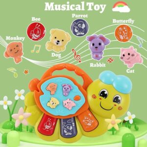TOEY PLAY Baby Toy with Caterpillar for 12+ Months, Musical Piano Keyboard with Songs, Lights and Animal Sounds, Interac
