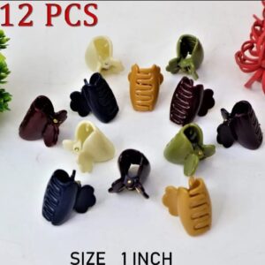 Pack of 12 Hair Catchers – Small Size (1 Inch) Multicolor Plastic Clips for Women & Girls | Strong Grip & Stylis